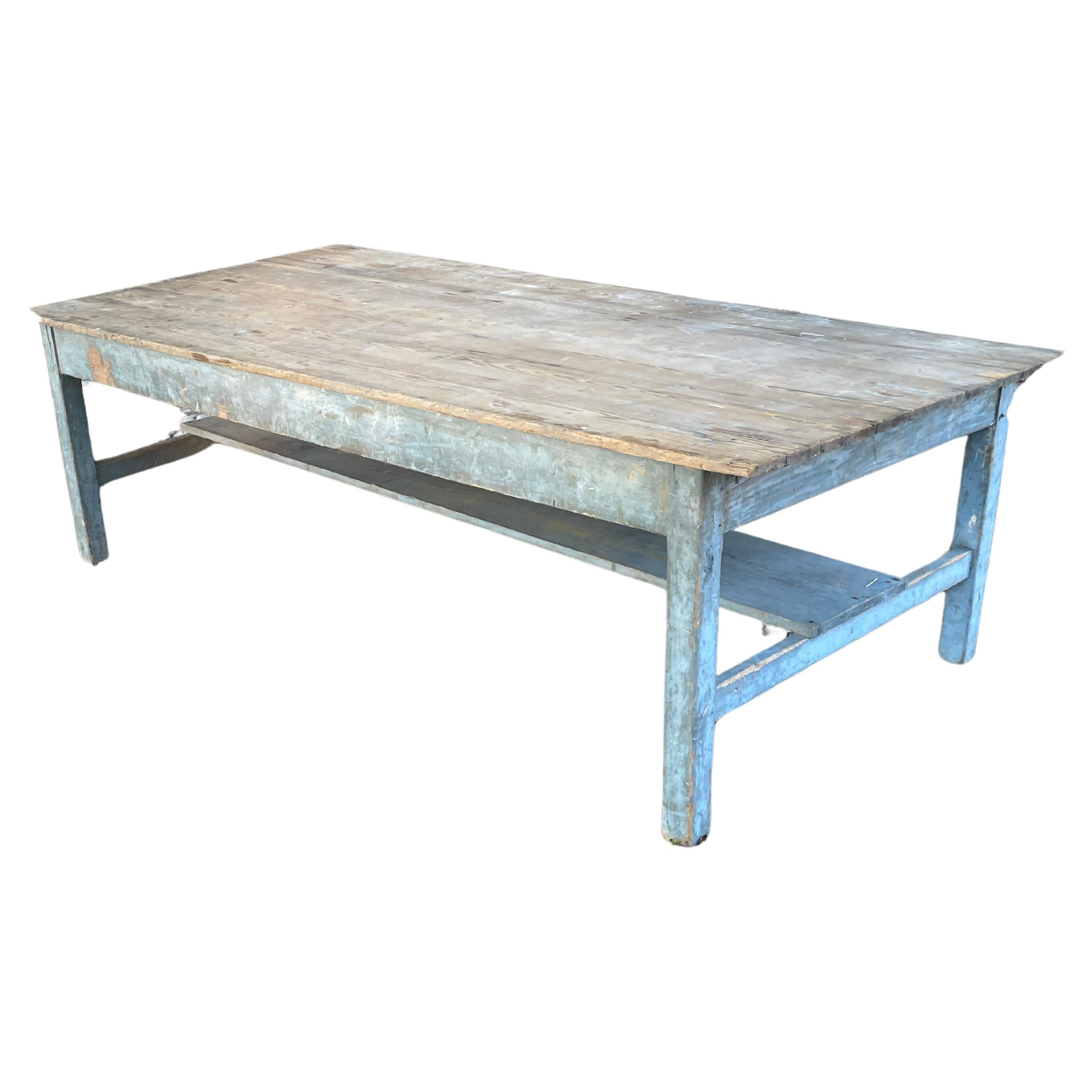 Large and wide old farm table For Sale