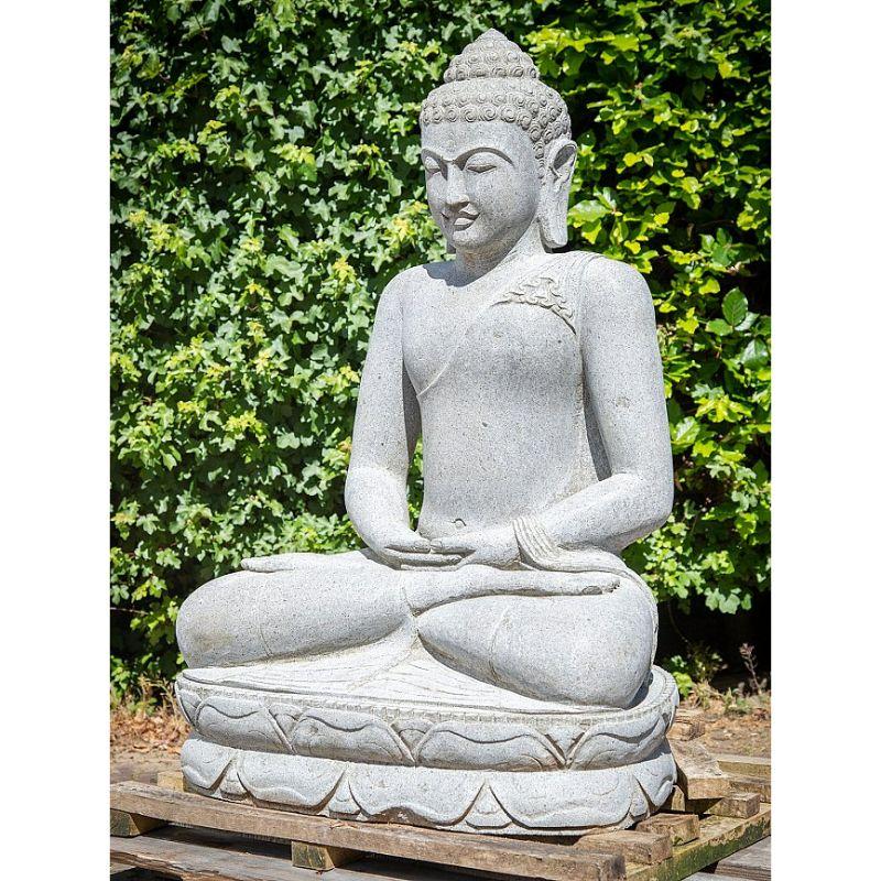 Large Andesite Stone Buddha Statue from Indonesia In Good Condition For Sale In DEVENTER, NL