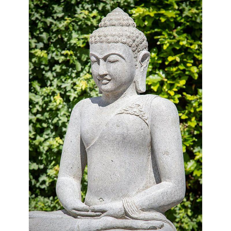 Contemporary Large Andesite Stone Buddha Statue from Indonesia For Sale