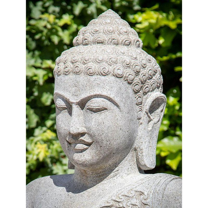 Wood Large Andesite Stone Buddha Statue from Indonesia For Sale