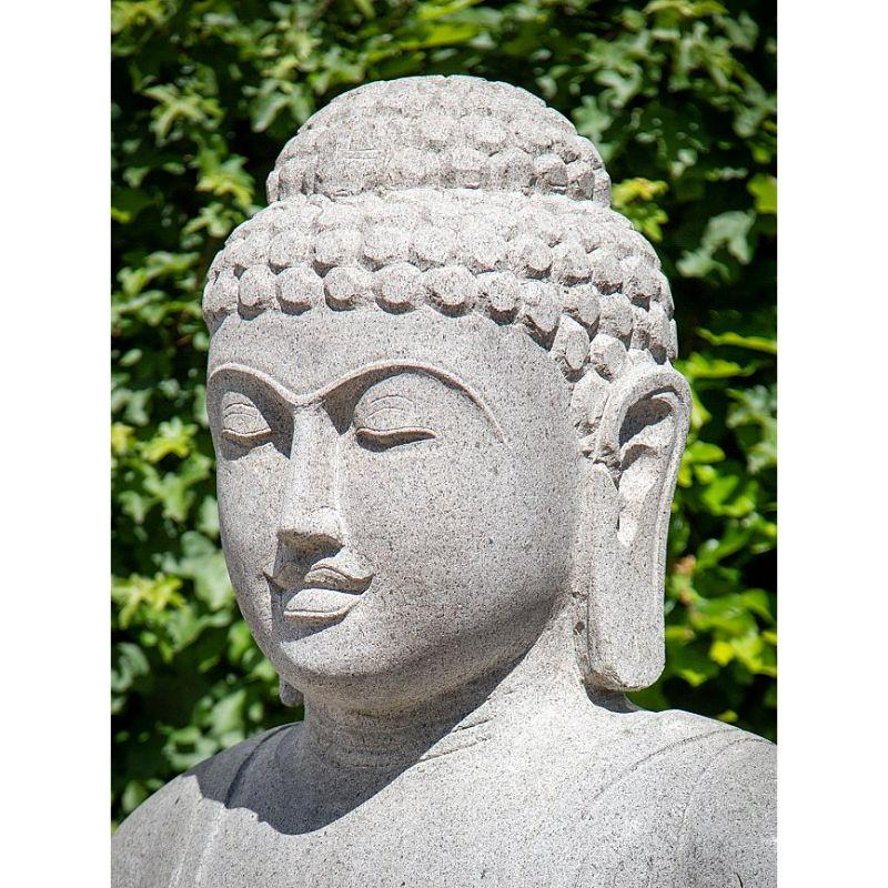Large andesite stone Buddha statue from Indonesia In Good Condition In DEVENTER, NL