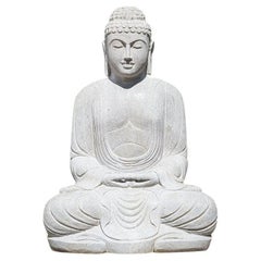 Large andesite stone Buddha statue from Indonesia