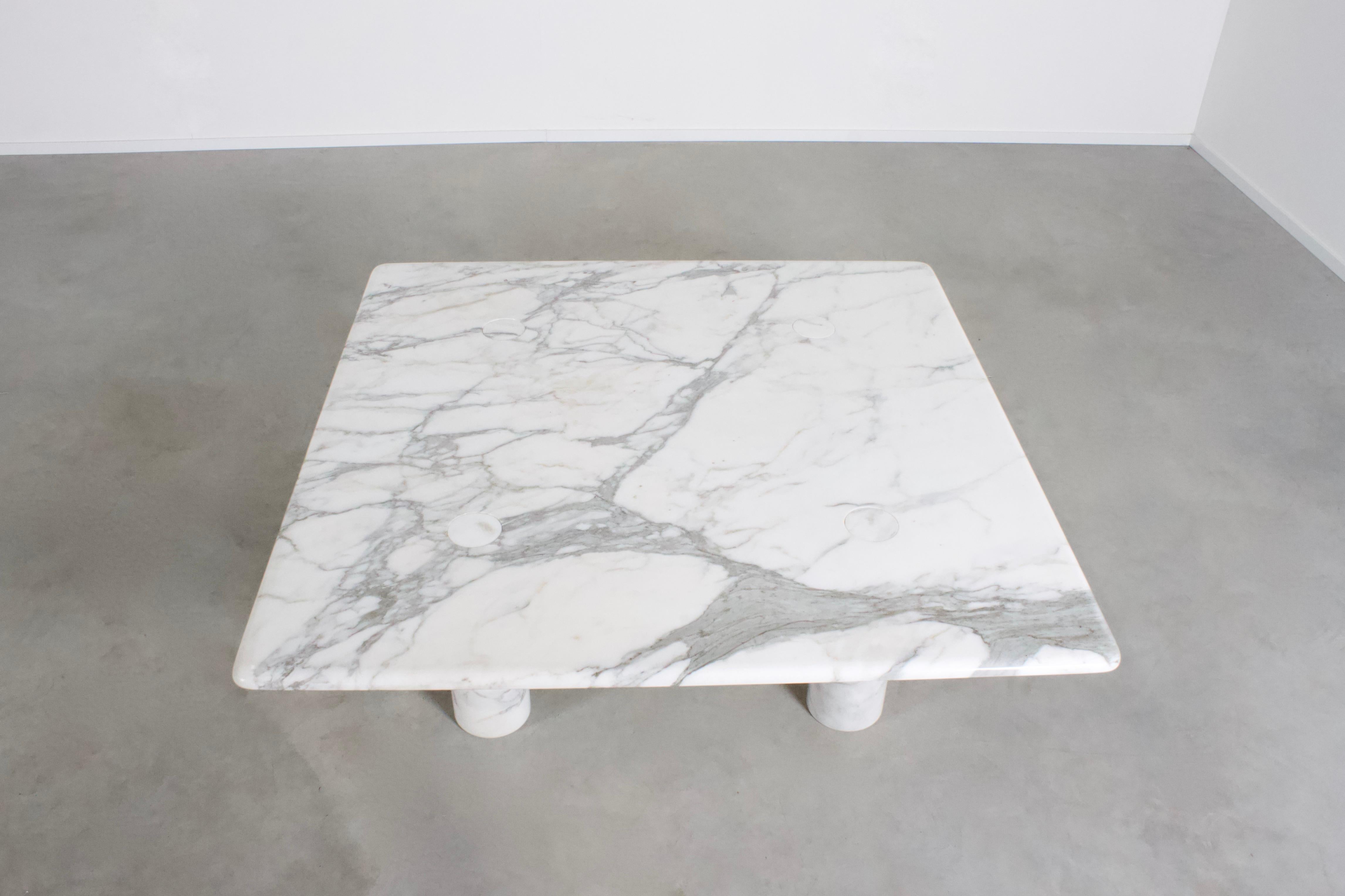 Mid-Century Modern Large Angelo Mangiarotti Carrara Marble Coffee Table for Up&Up, Italy, 1970s