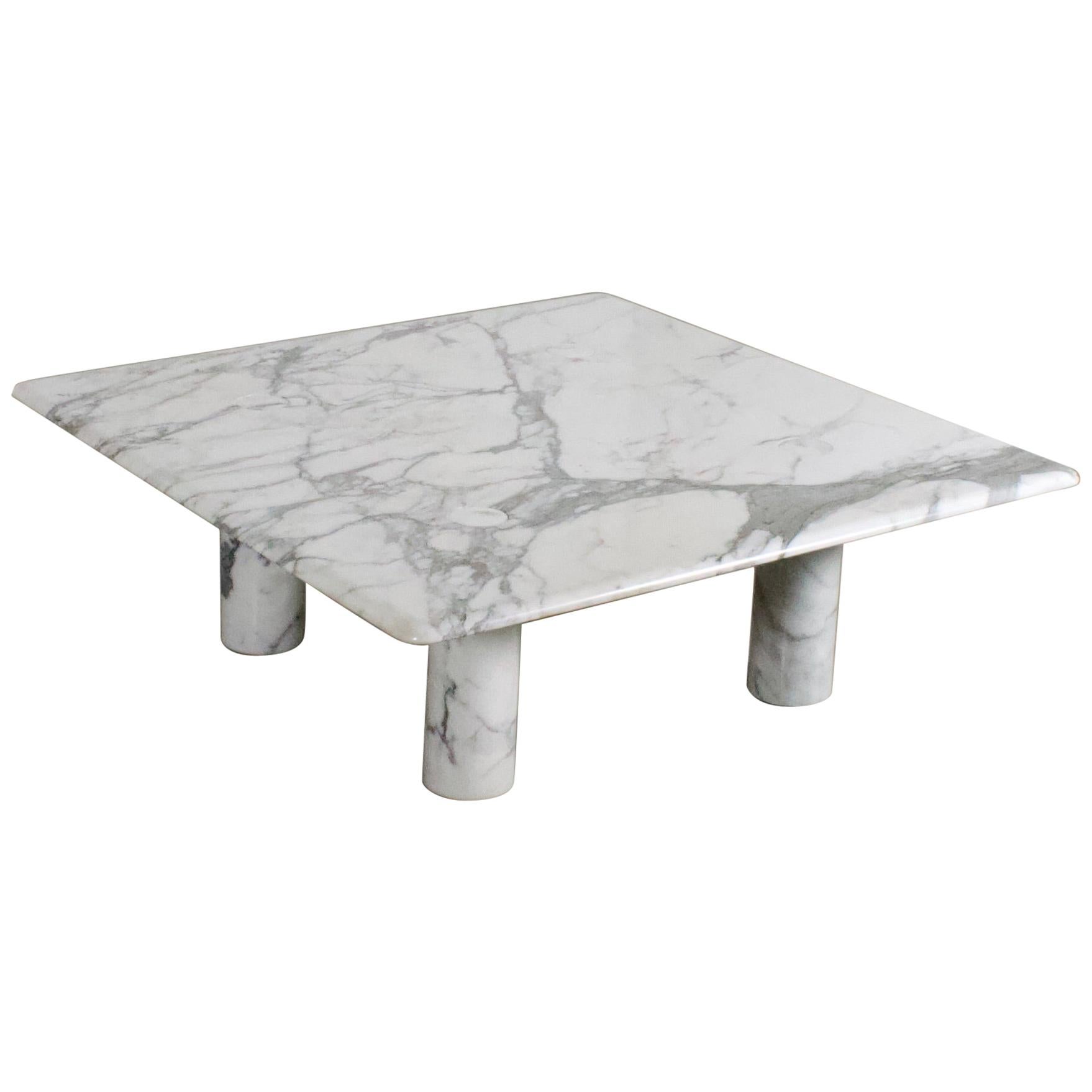 Large Angelo Mangiarotti Carrara Marble Coffee Table for Up&Up, Italy, 1970s