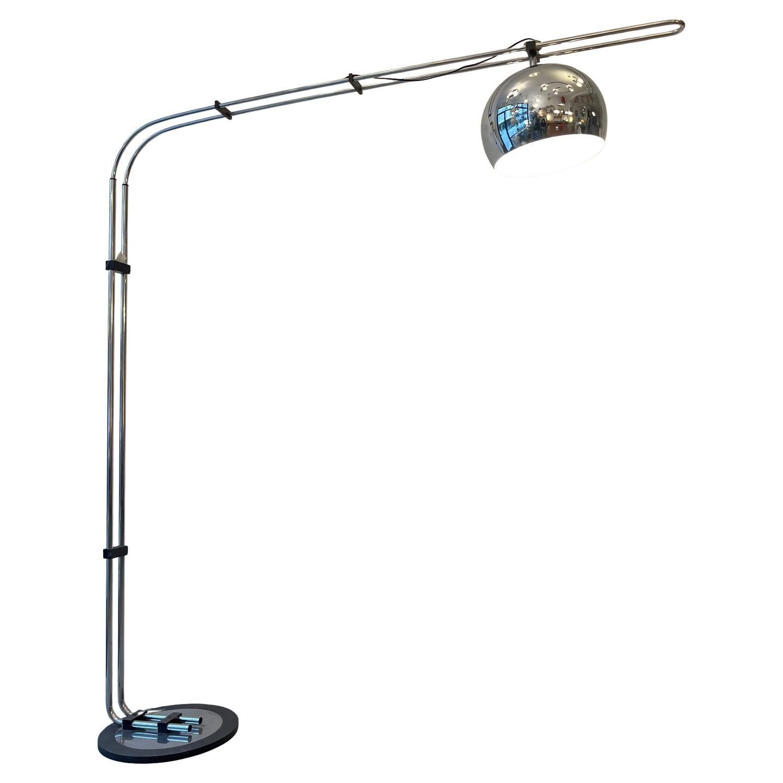 Large Angled Chrome Floor Lamp produced by Zonca Italy ca. 1970s