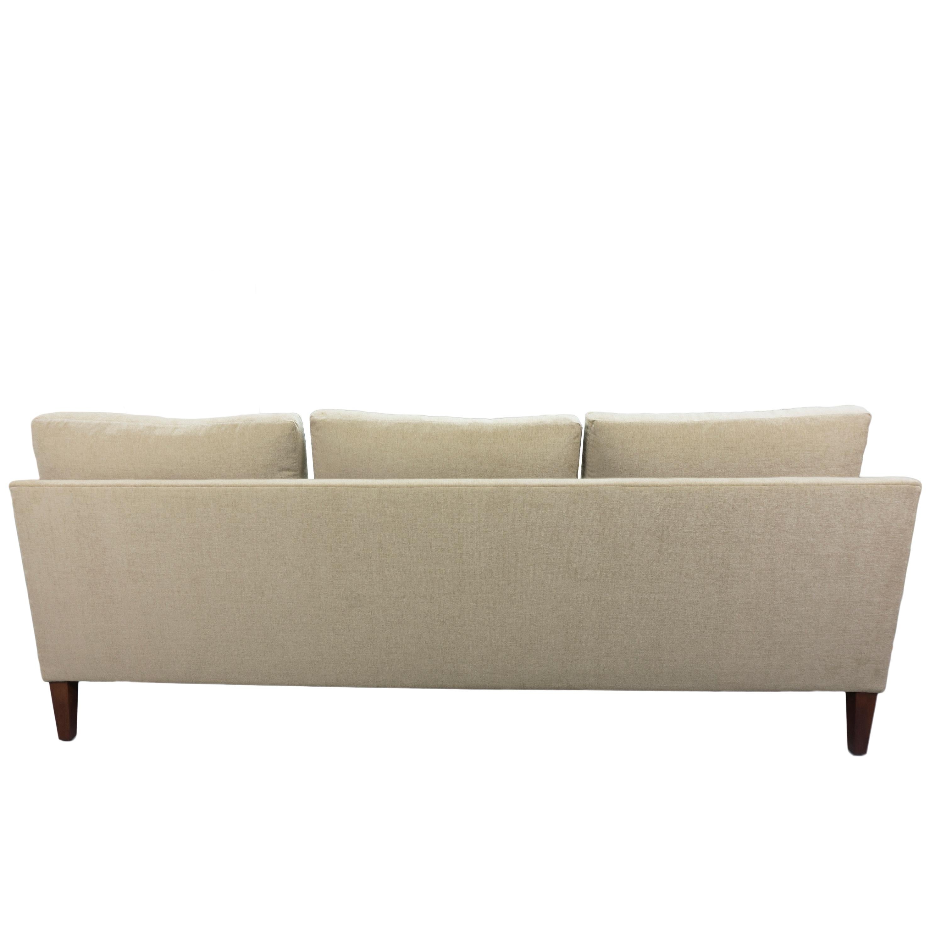 Wood Large Angled Sectional with Loose Cushions and Slope Arms, Custom Built For Sale