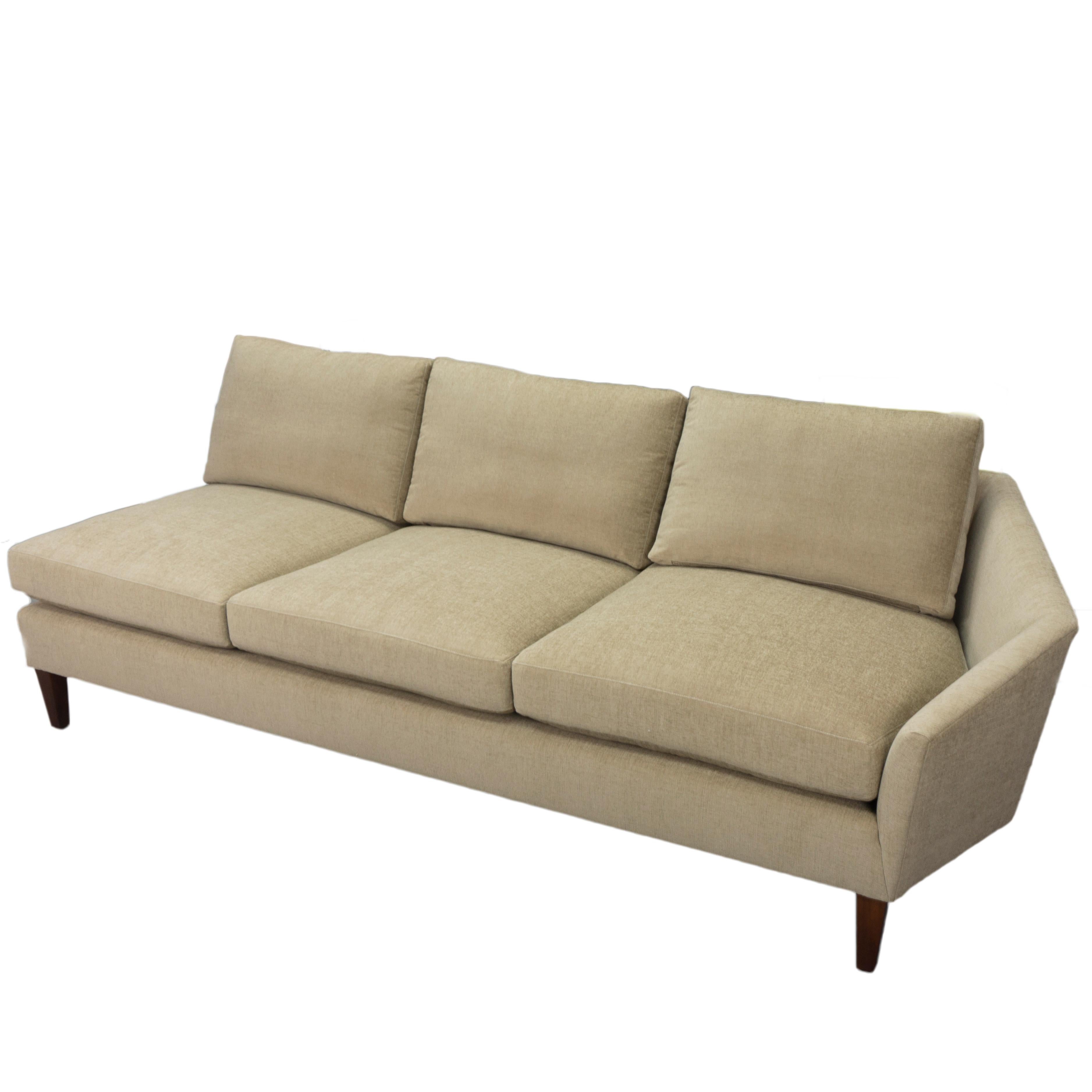 Large Angled Sectional with Loose Cushions and Slope Arms, Custom Built For Sale 5
