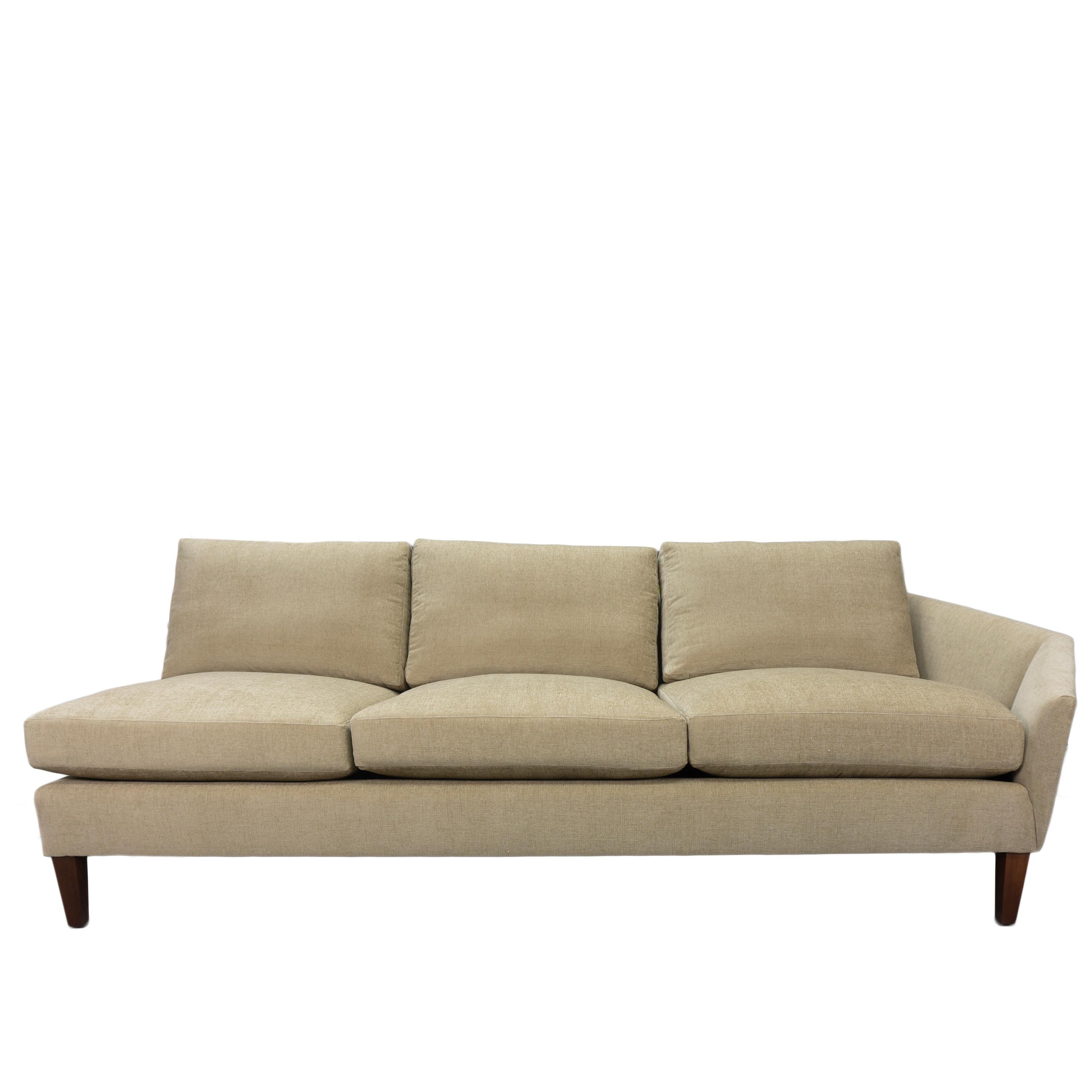 Modern Large Angled Sectional with Loose Cushions and Slope Arms, Custom Built For Sale