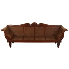 Large Anglo Indian Cane and Wood Sofa