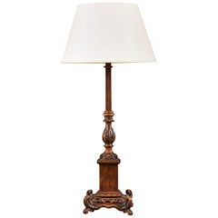 Large Anglo-Indian Carved and Stained Hardwood Table Lamp