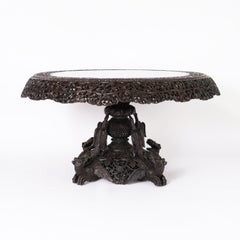 Large Anglo Indian Carved Wood Table