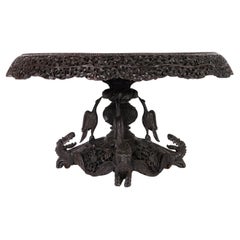Large Anglo Indian Carved Wood Table