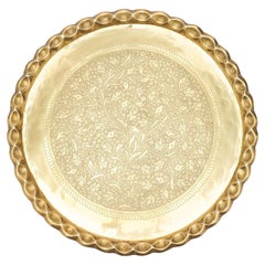 Large Anglo-Indian engraved brass tray, c. 1920
