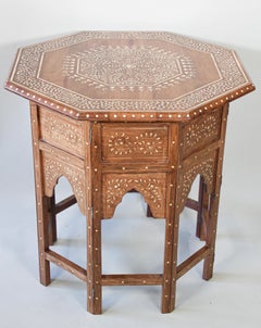 Anglo-Indian Mughal Octagonal Moorish Table with Inlay