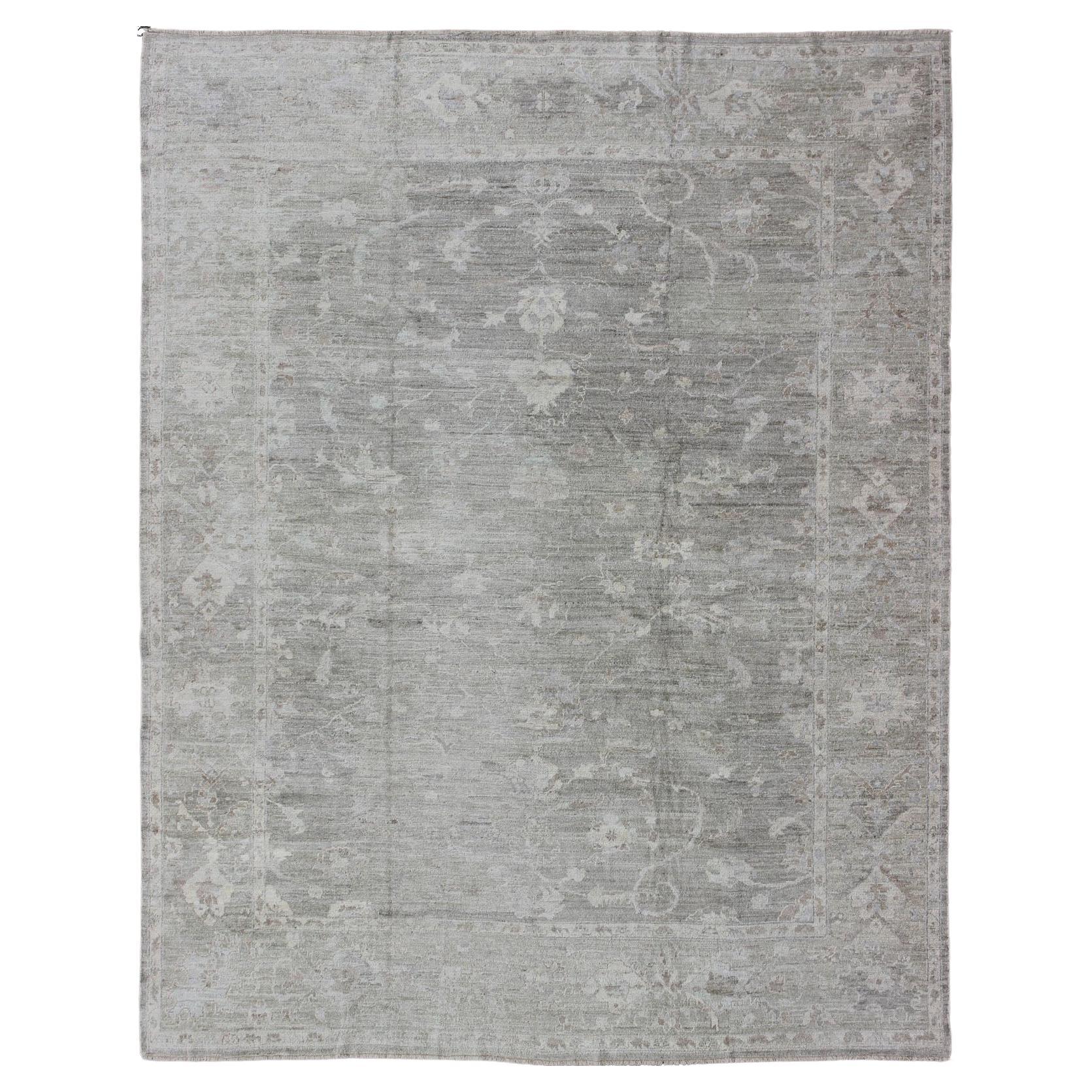 Large Angora Oushak Rug With All-Over Vining Floral Design by Keivan Woven Art For Sale