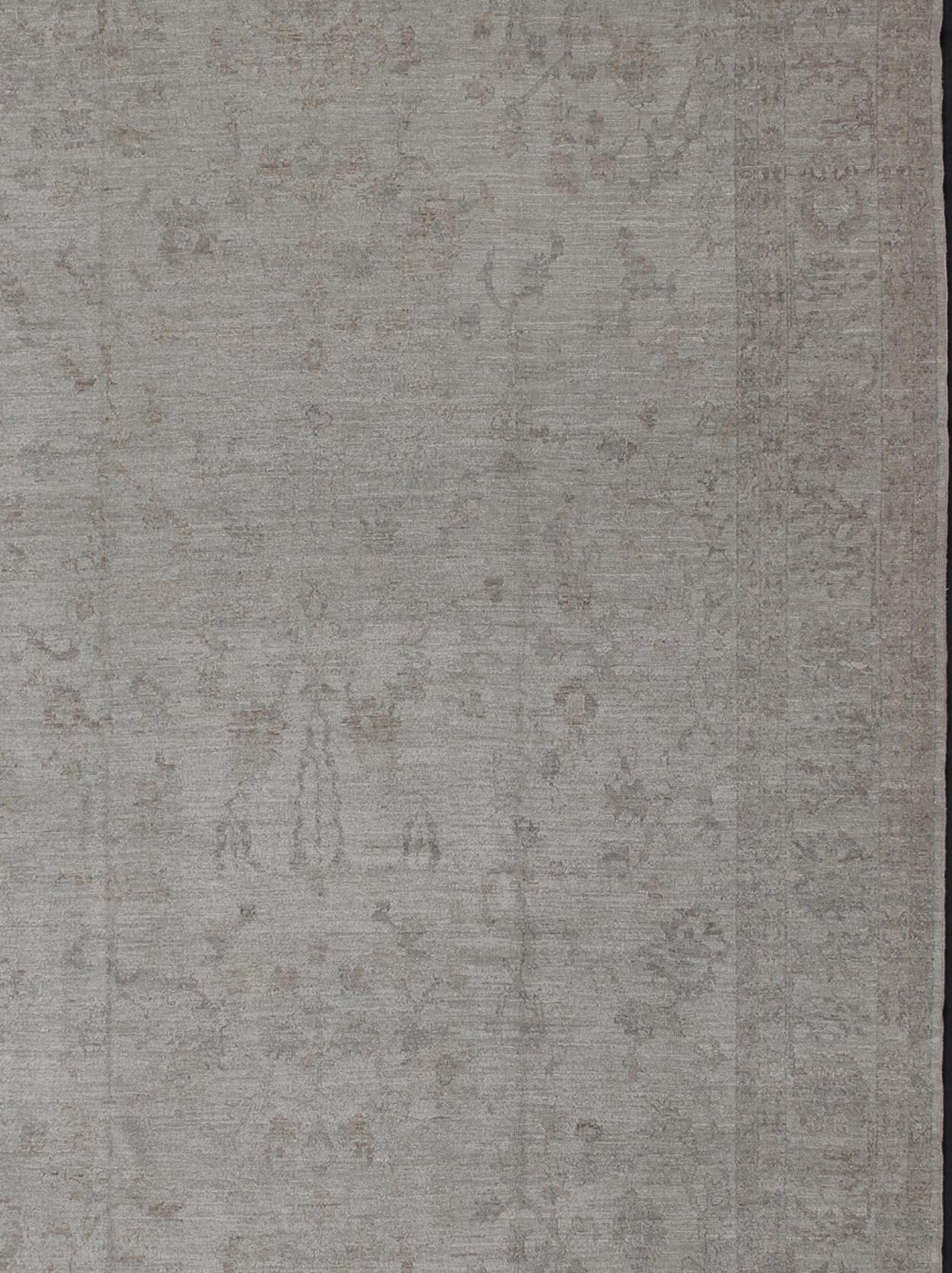 Gray, cream, taupe, and light blue Angora rug from Turkey, rug AN-117272, country of origin / type: Turkey / Angora Oushak

From our Angora collection, this piece is made with a combination of angora and old wool. Featuring all organic materials,