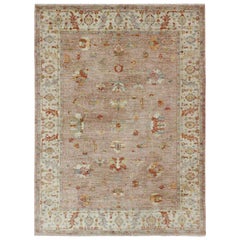 Großer türkischer Oushak-Teppich aus Angora in Altrosa von Keivan Woven Arts 11' 8"X15 '4"