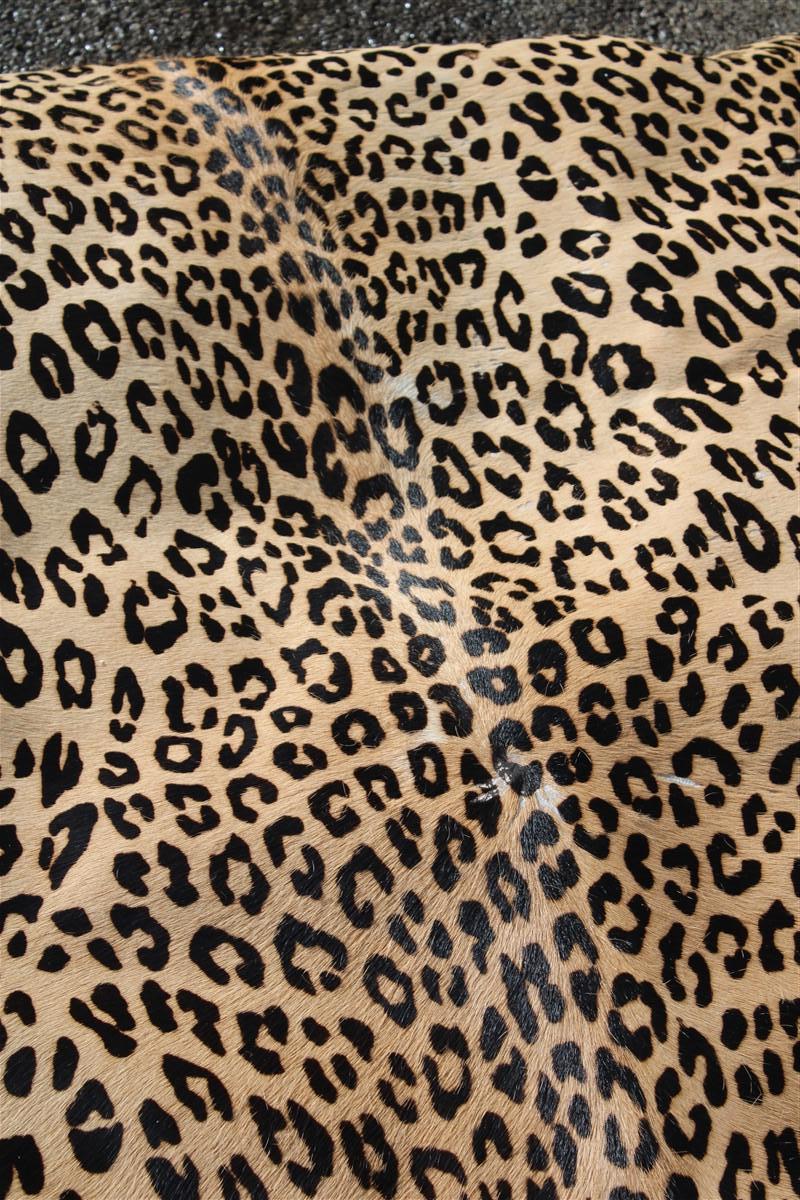 Leather Large Animalier Cushion Horse Skin Printed Italy 1970s Pop Art Crespi For Sale