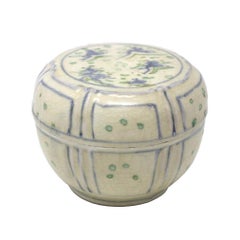 Large Annamese Blue and Enameled Ceramic Box, Chu Dau kiln, Vietnam