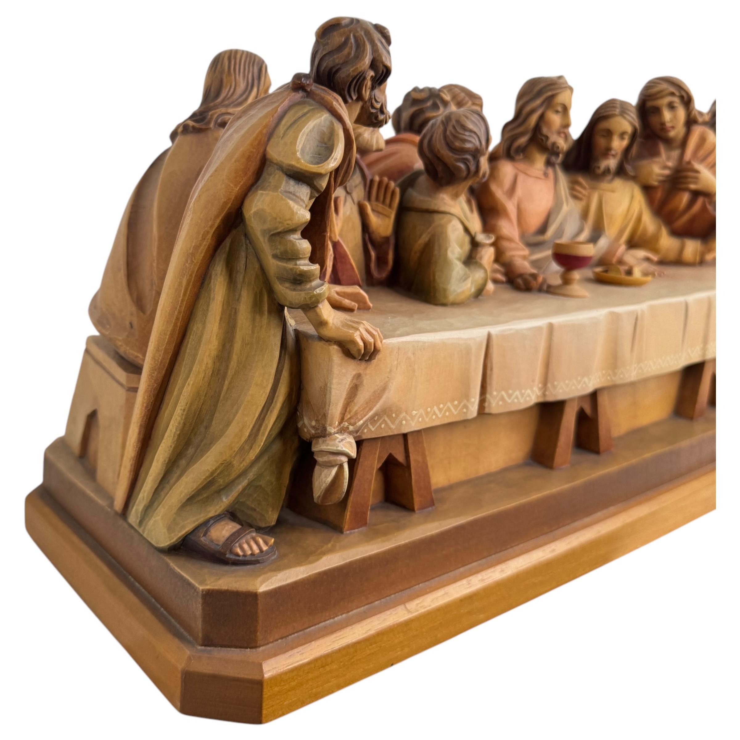 Grande sculpture en bois sculpté ANRI Last Supper By Osvaldo Moroder 1980s or older en vente 2