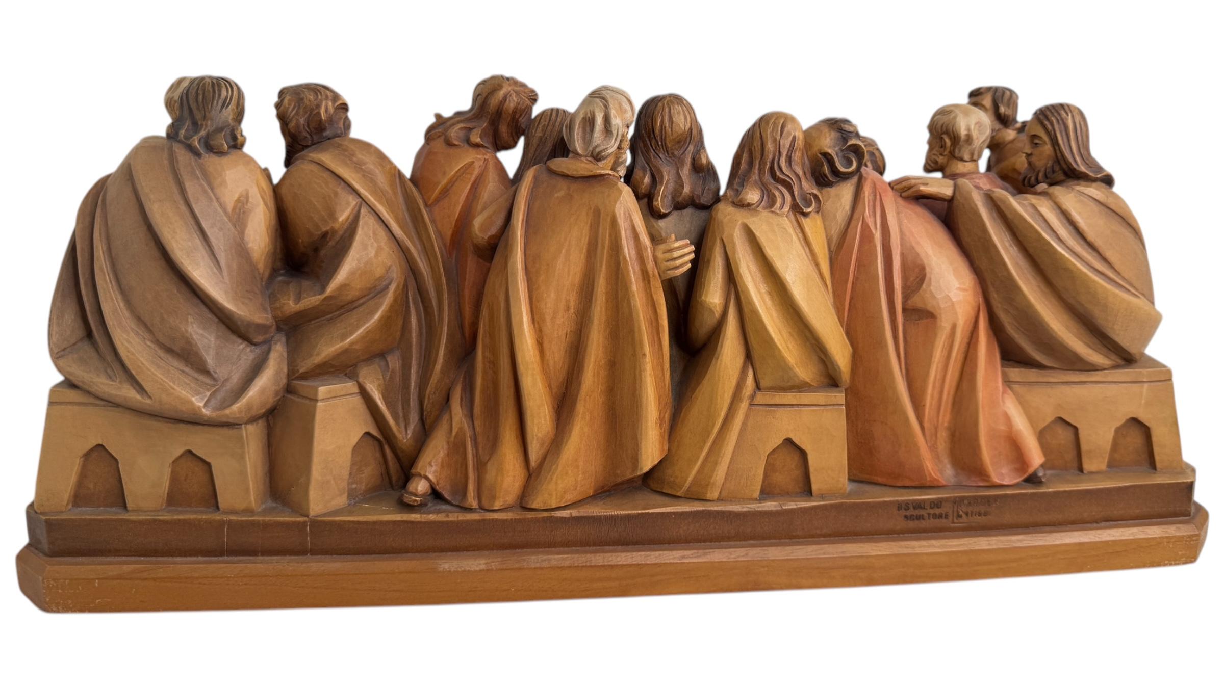 Grande sculpture en bois sculpté ANRI Last Supper By Osvaldo Moroder 1980s or older en vente 4