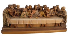 Große ANRI geschnitzte Holzskulptur Abendmahl von Osvaldo Moroder 1980er oder älter