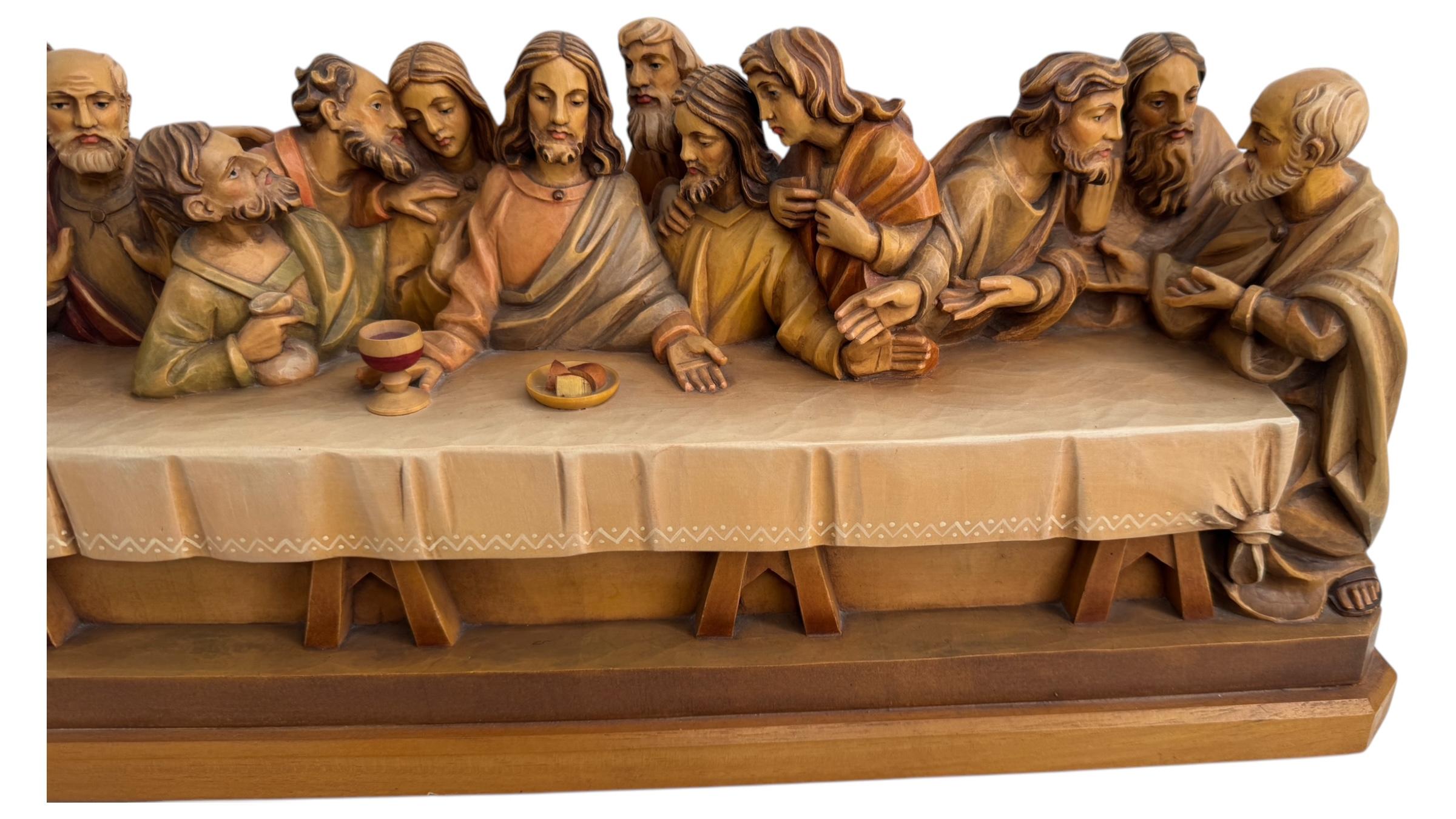 italien Grande sculpture en bois sculpté ANRI Last Supper By Osvaldo Moroder 1980s or older en vente