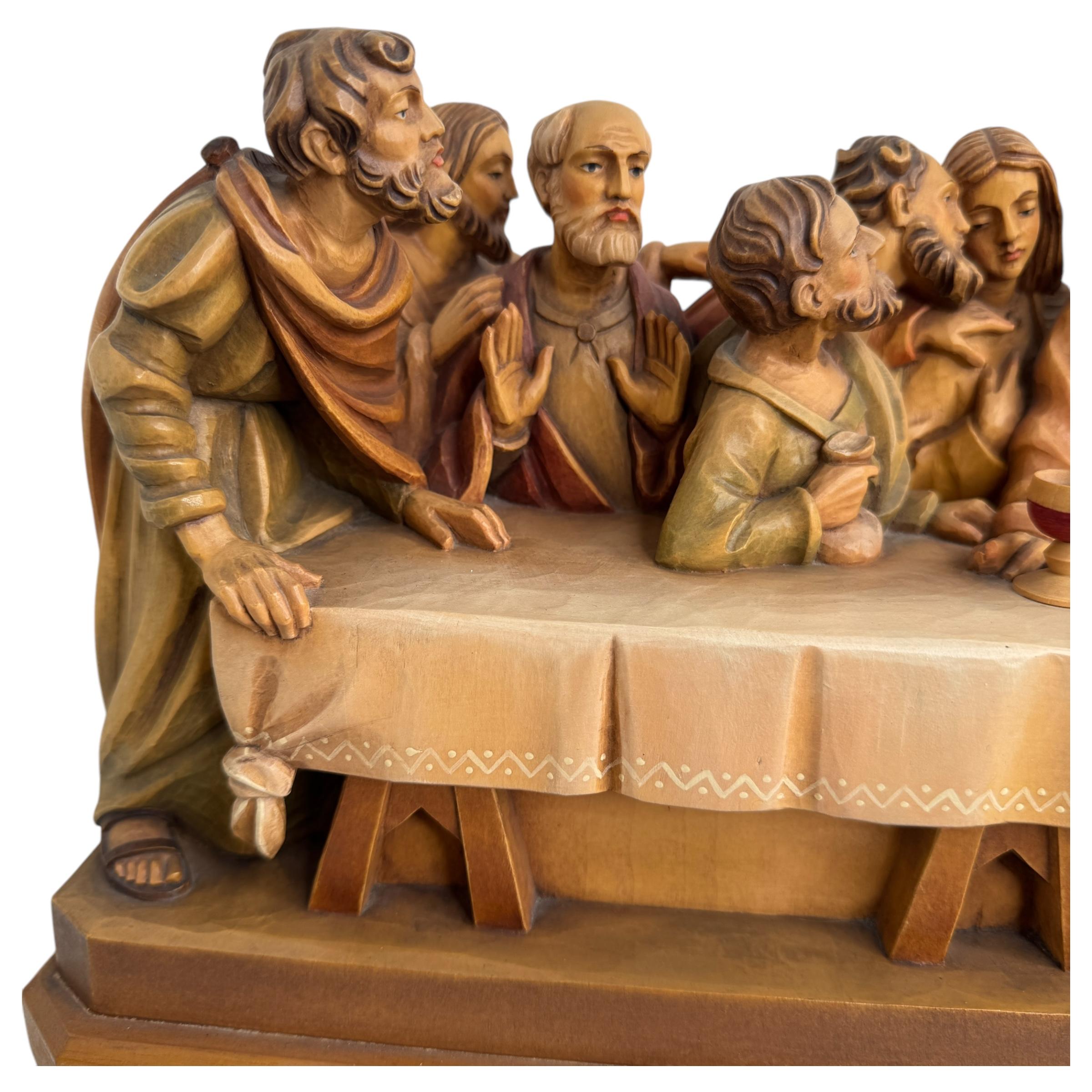 Grande sculpture en bois sculpté ANRI Last Supper By Osvaldo Moroder 1980s or older Bon état - En vente à Nuernberg, DE