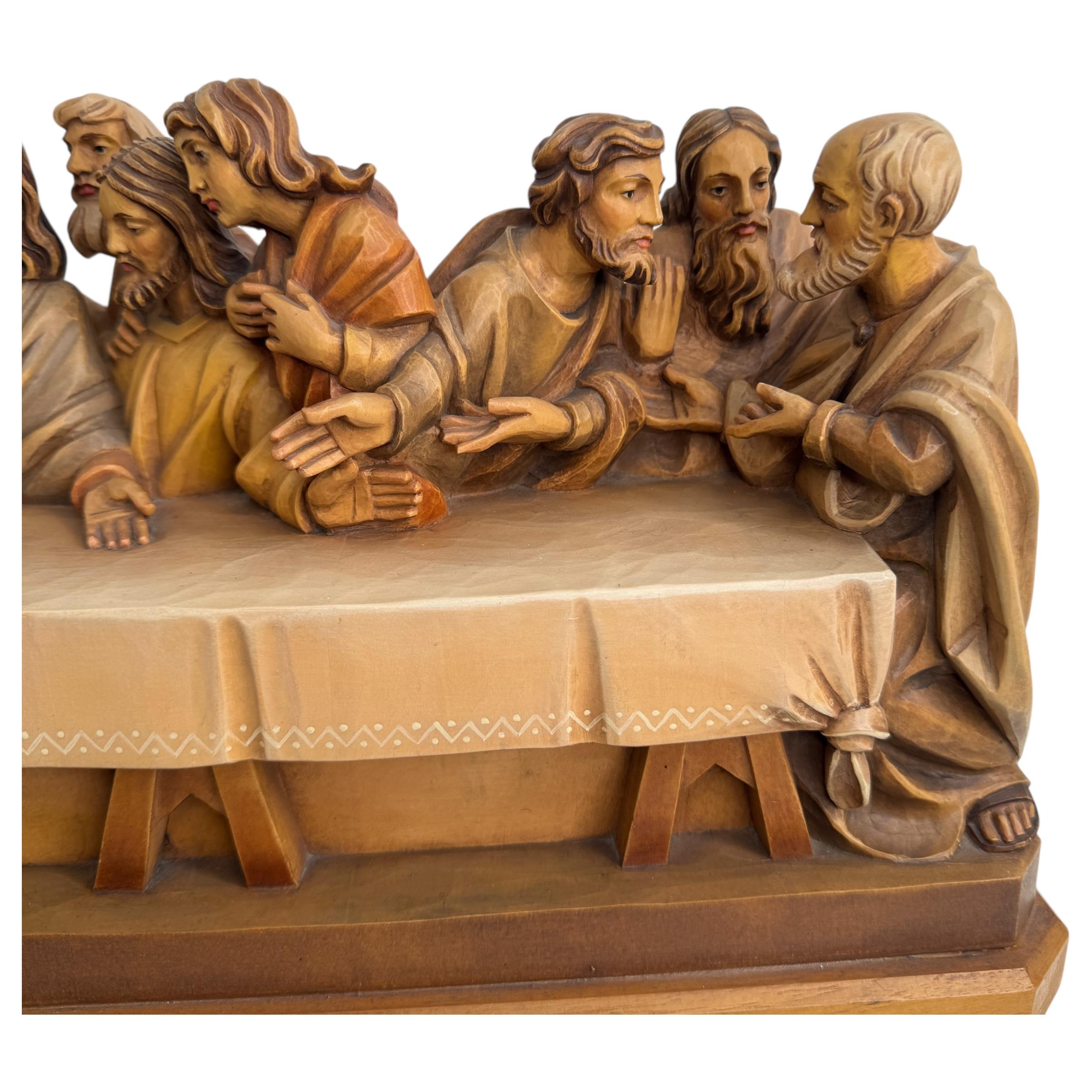Grande sculpture en bois sculpté ANRI Last Supper By Osvaldo Moroder 1980s or older en vente 1