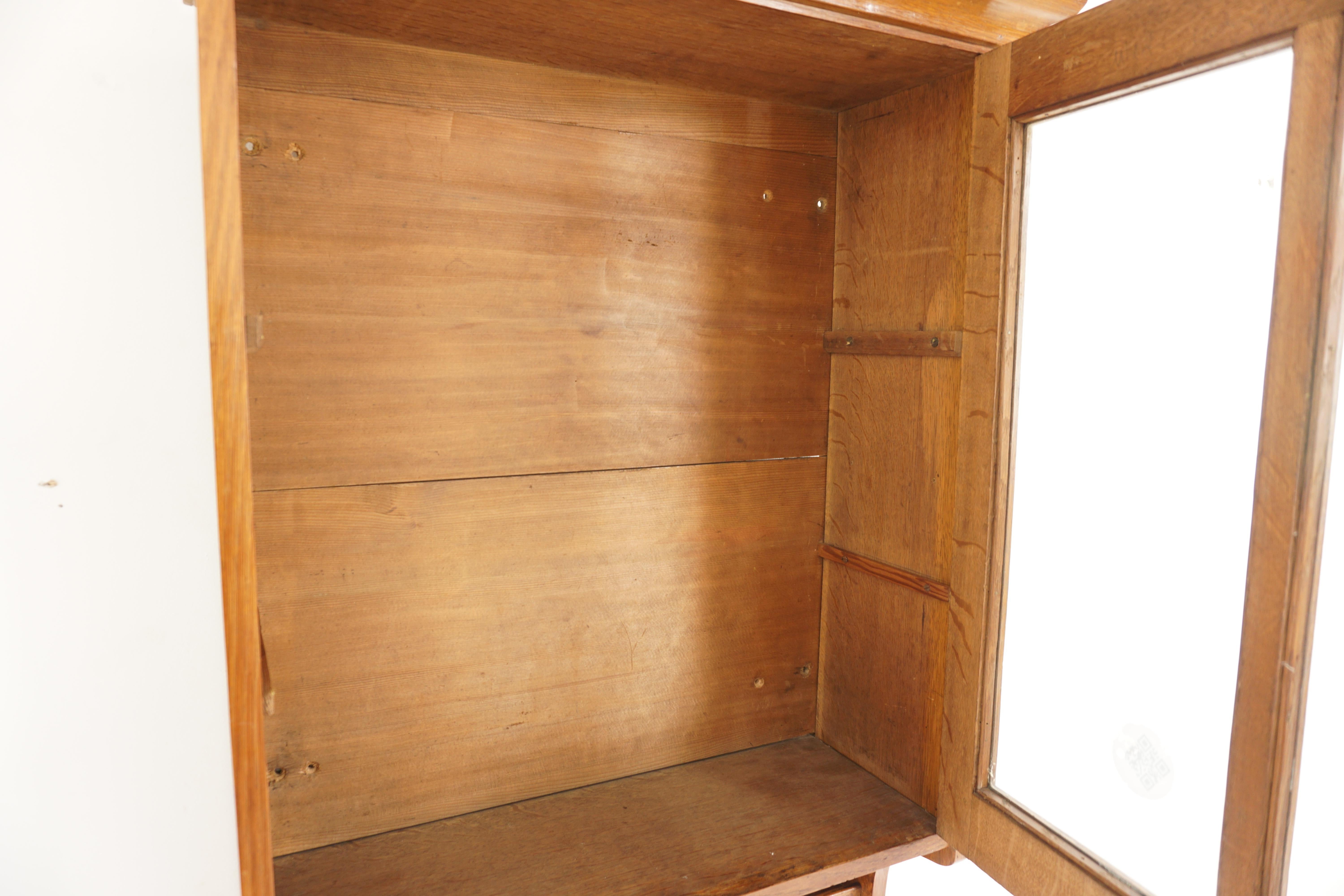 Large Ant, Oak Hanging Single Door Wall Cabinet, Scotland 1910, H841 In Good Condition In Vancouver, BC
