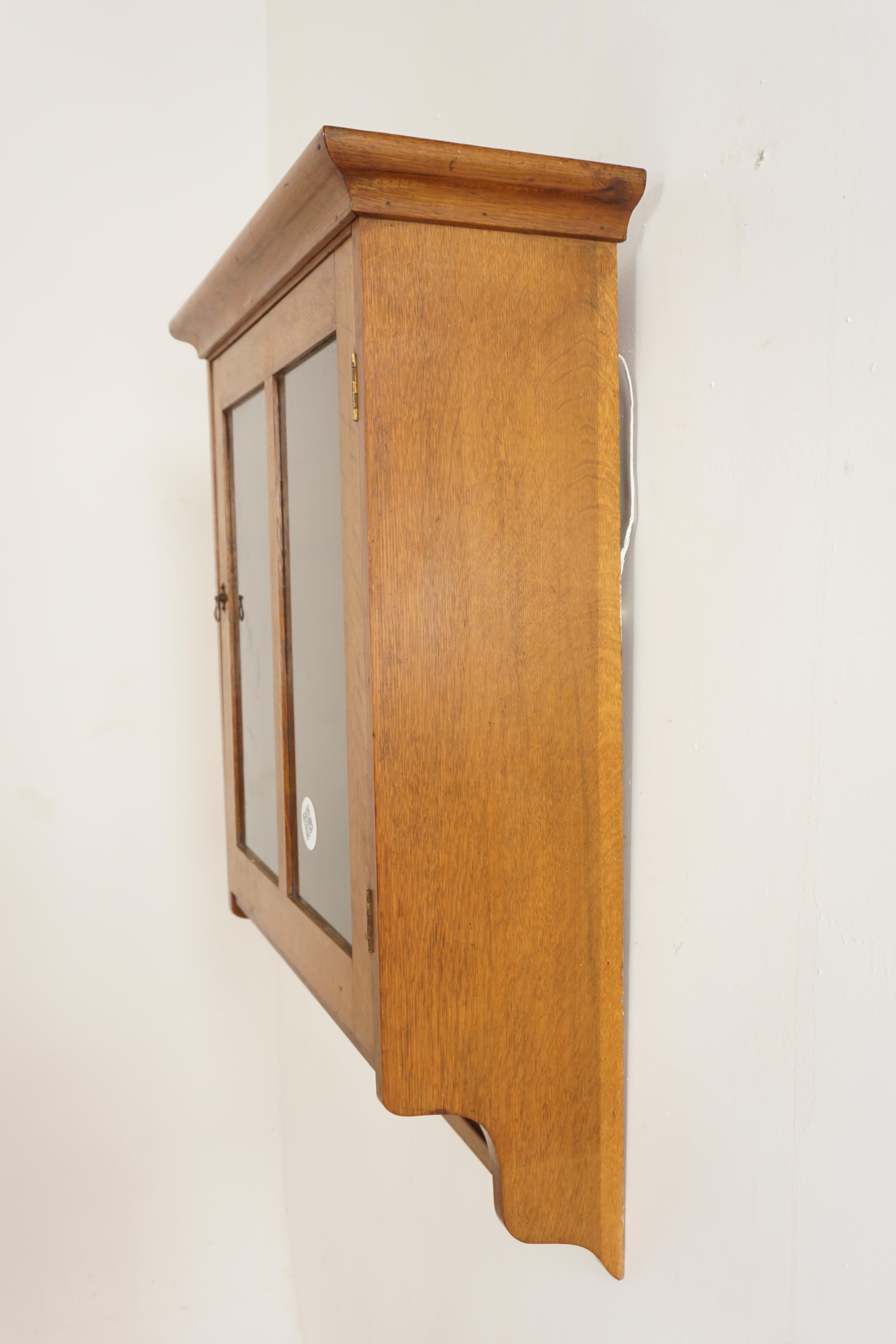 Large Ant, Oak Hanging Single Door Wall Cabinet, Scotland 1910, H841 2