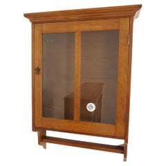 Used Large Ant, Oak Hanging Single Door Wall Cabinet, Scotland 1910, H841