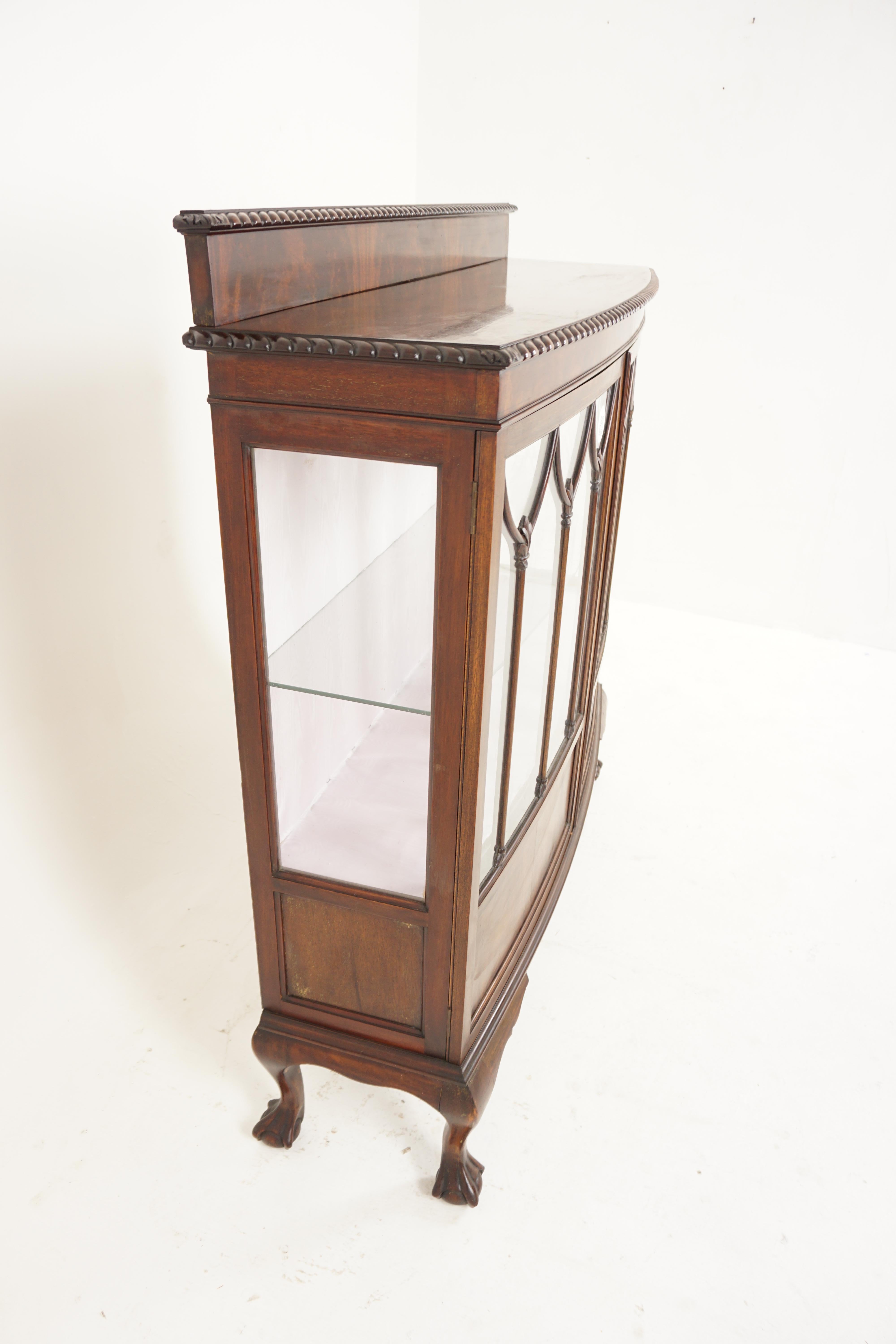 Large Ant, Walnut Bow Front Display Cabinet, China Cabinet, Scotland 1910, H807 1