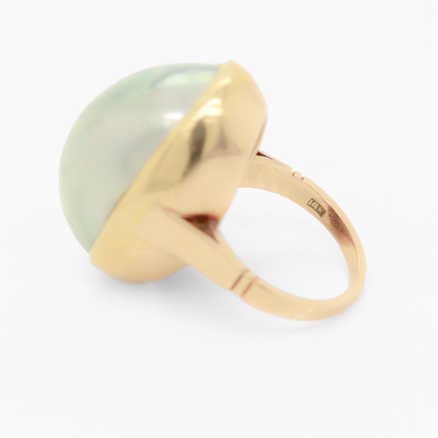 Large Antique 14K Gold & Mabe Pearl Cocktail Ring For Sale 6