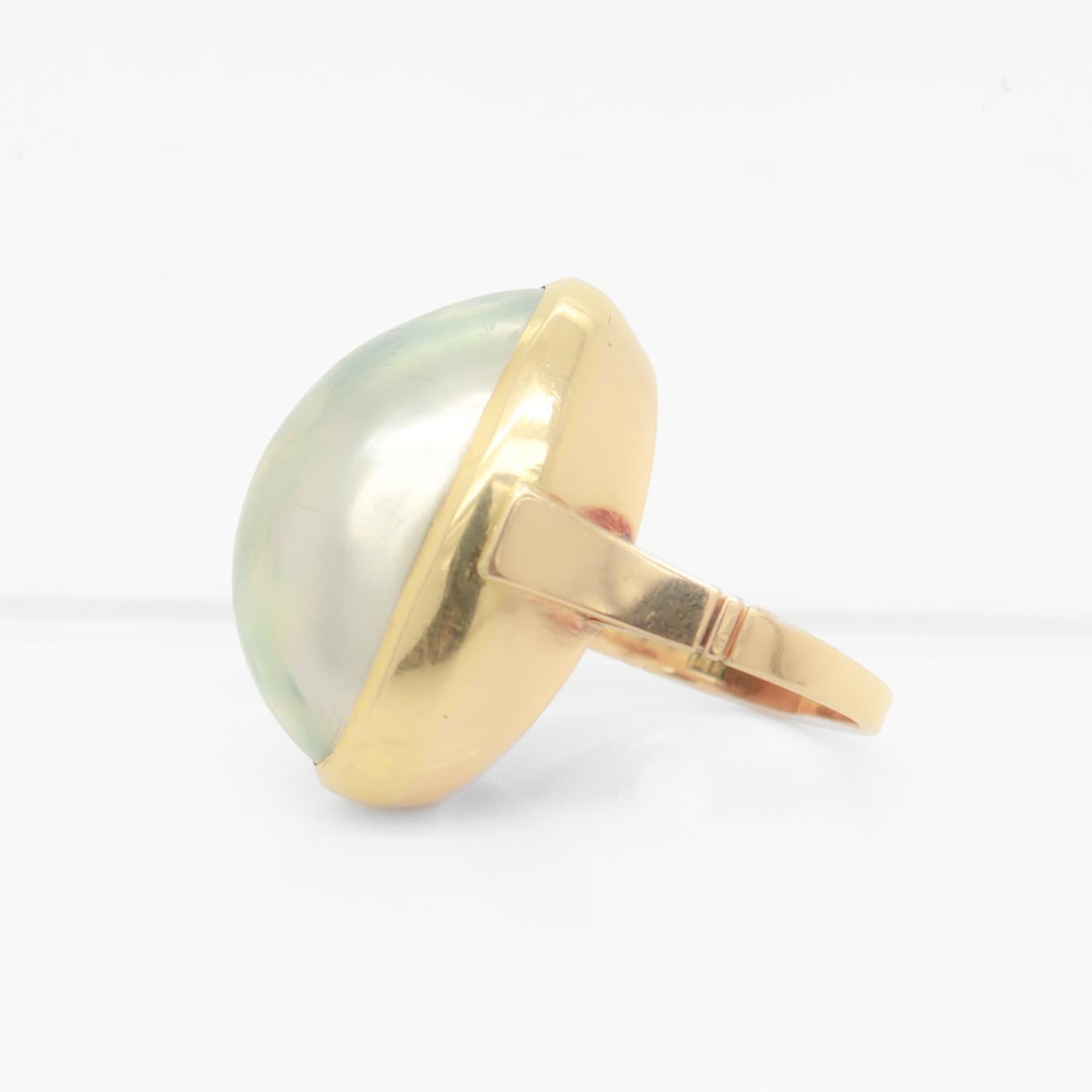 Large Antique 14K Gold & Mabe Pearl Cocktail Ring For Sale 2
