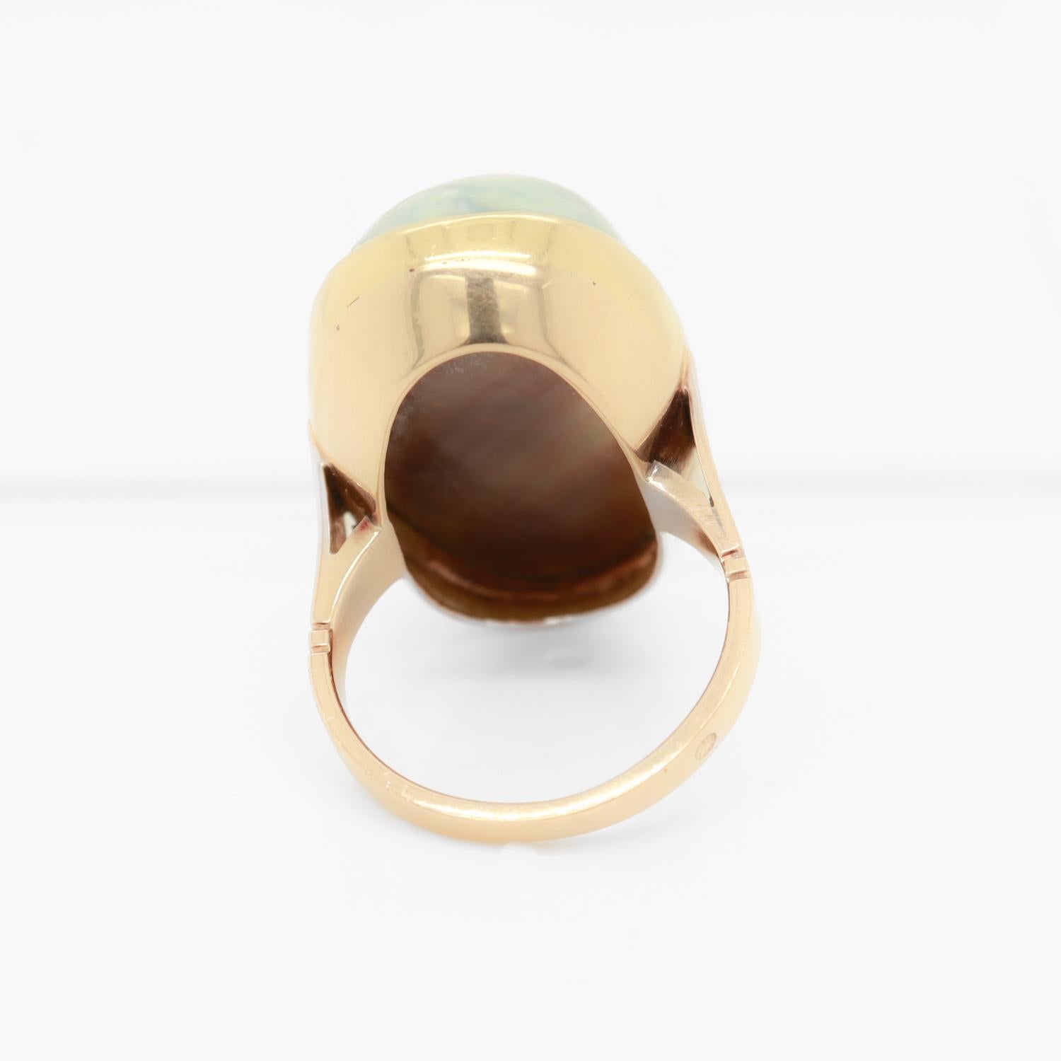 Large Antique 14K Gold & Mabe Pearl Cocktail Ring For Sale 3