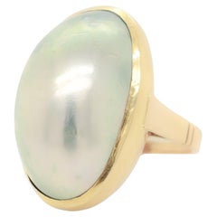 Large Antique 14K Gold & Mabe Pearl Cocktail Ring