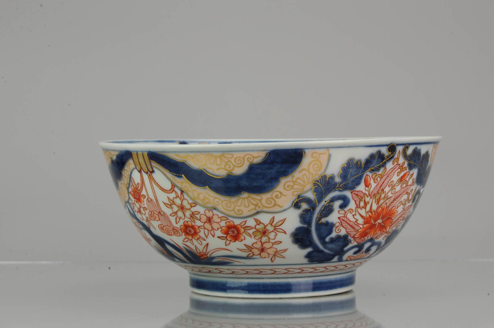 Large Antique Japanese Edo Porcelain Imari Arita Bowl Flowers, Japan 6