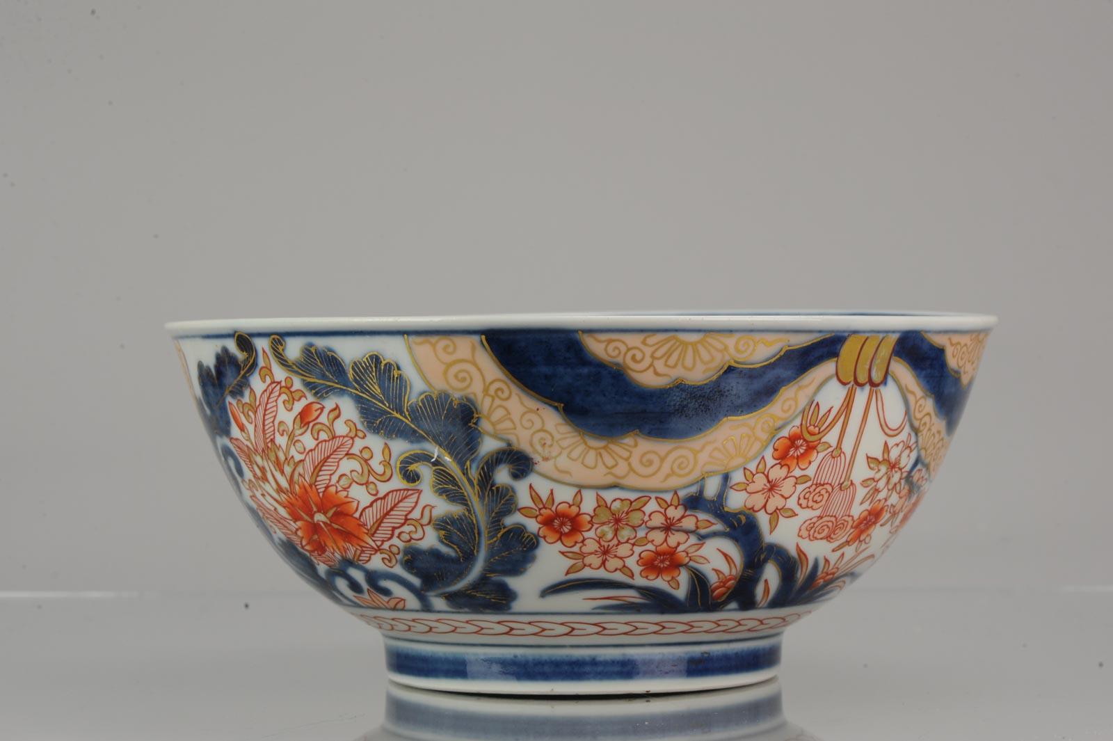 18th Century and Earlier Large Antique Japanese Edo Porcelain Imari Arita Bowl Flowers, Japan