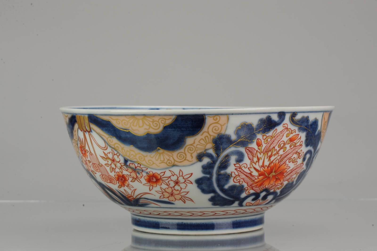 Large Antique Japanese Edo Porcelain Imari Arita Bowl Flowers, Japan 2
