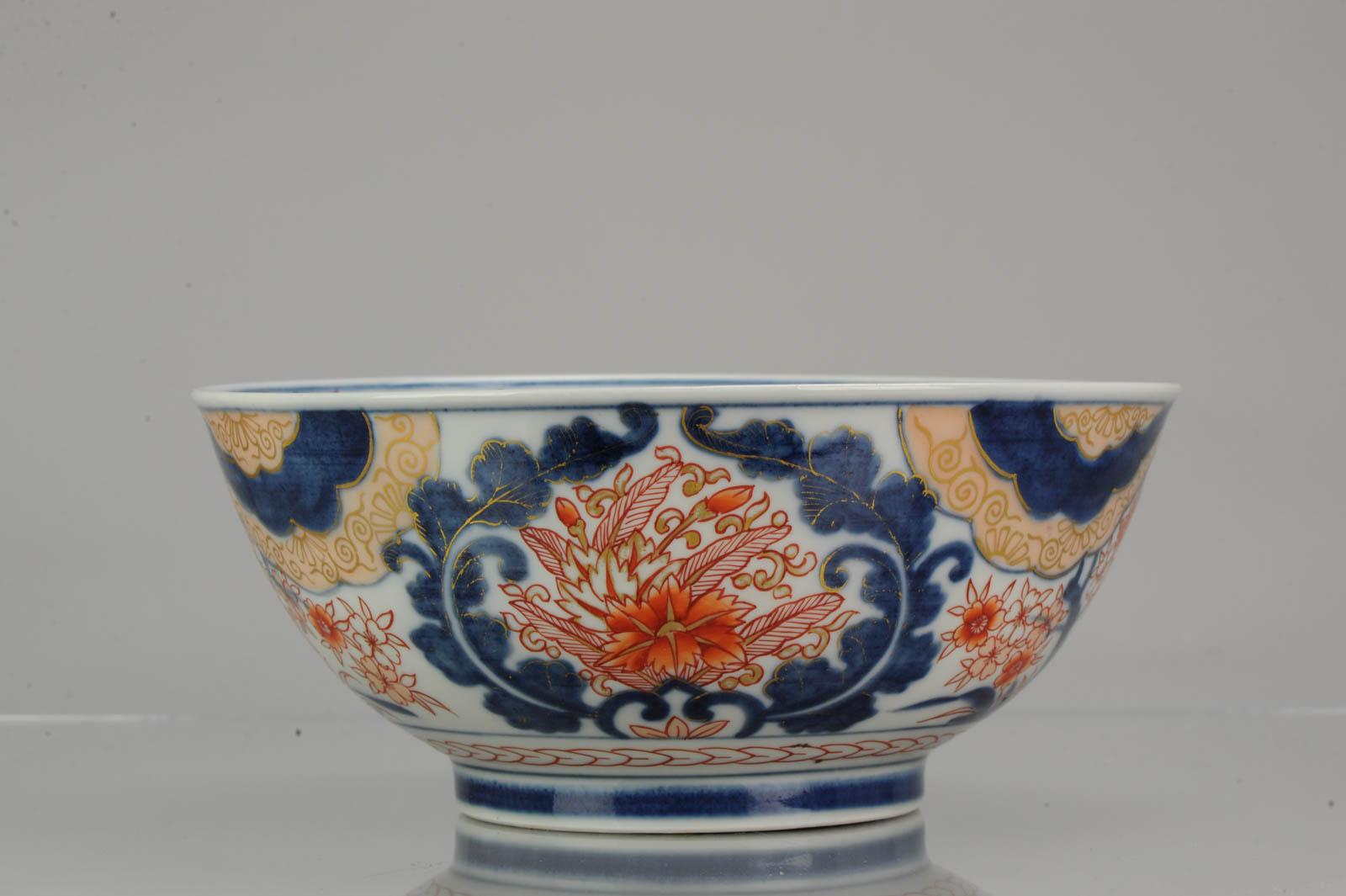 Large Antique Japanese Edo Porcelain Imari Arita Bowl Flowers, Japan 3