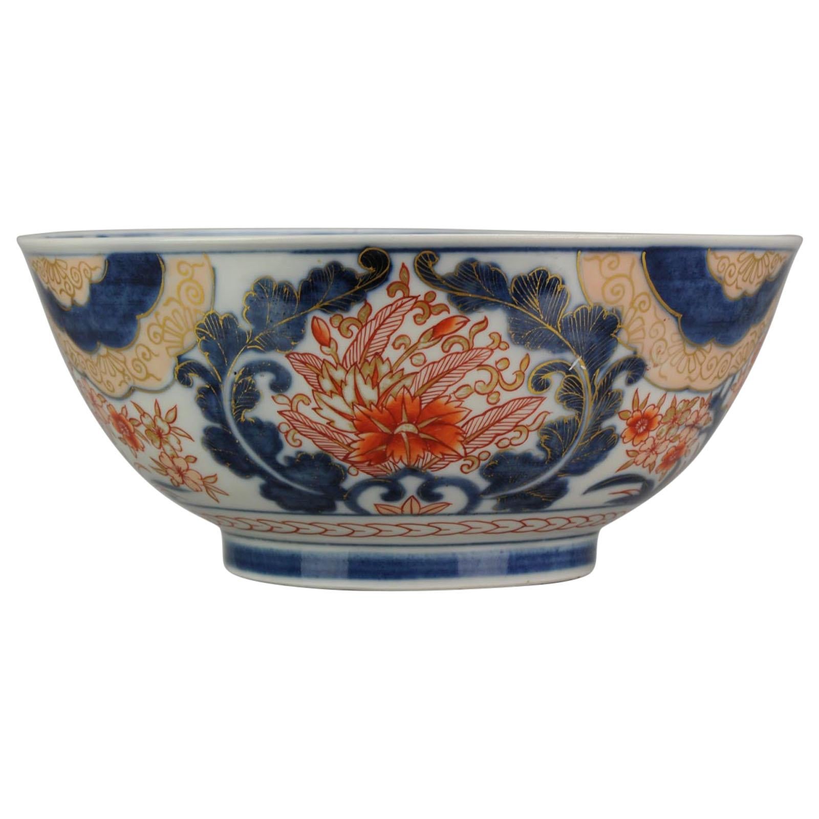 Large Antique Japanese Edo Porcelain Imari Arita Bowl Flowers, Japan