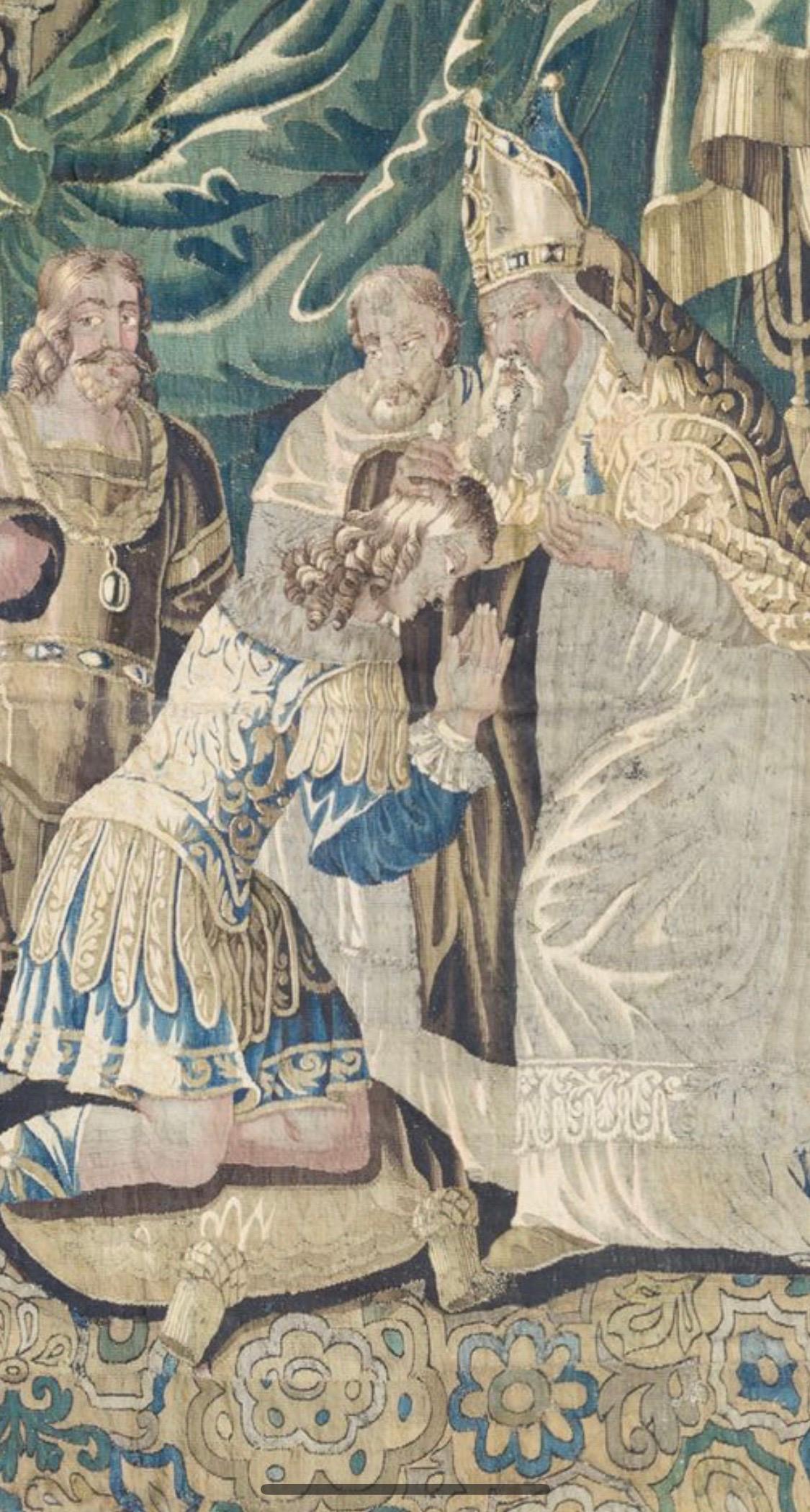 Großer antiker flämischer religiöser Wandteppich aus dem 17. Jahrhundert (Barock) im Angebot
