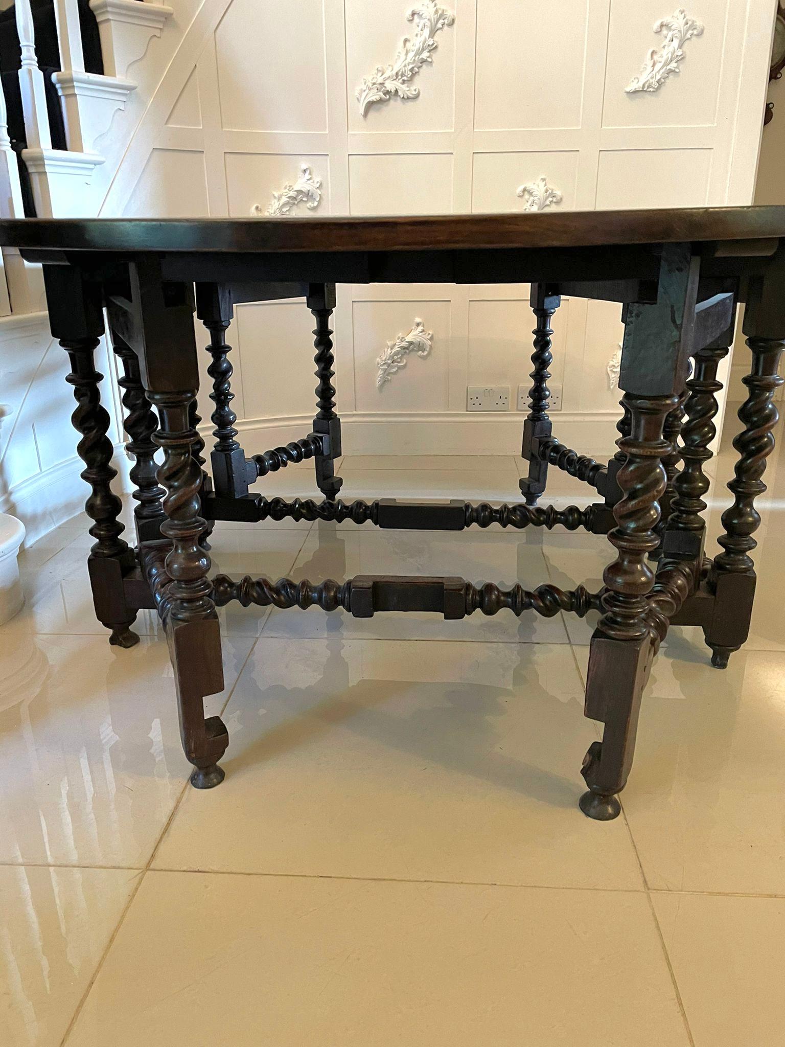 Large Antique 17th Century Quality Oak Double Gate Leg Table For Sale 10