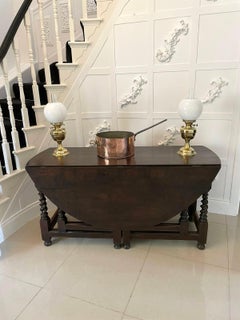 Large Antique English 17th Century Quality Oak Double Gateleg Table