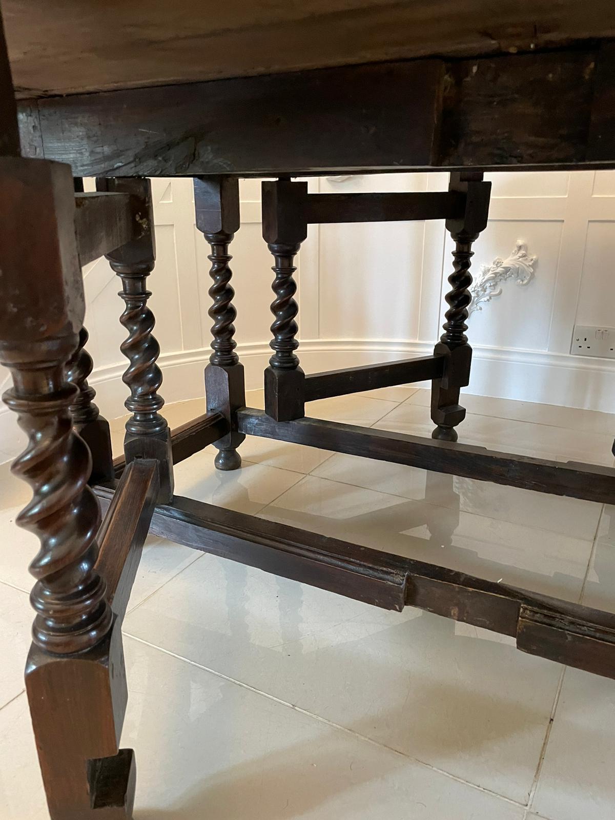 Large Antique English 17th Century Quality Oak Double Gateleg Table 3