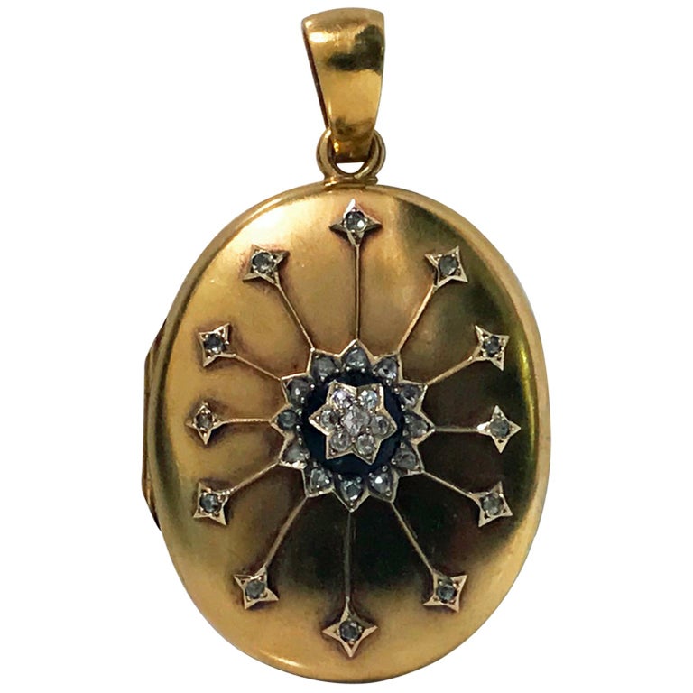 Large Antique 18 Karat Diamond Pendant Locket, circa 1860 at 1stDibs