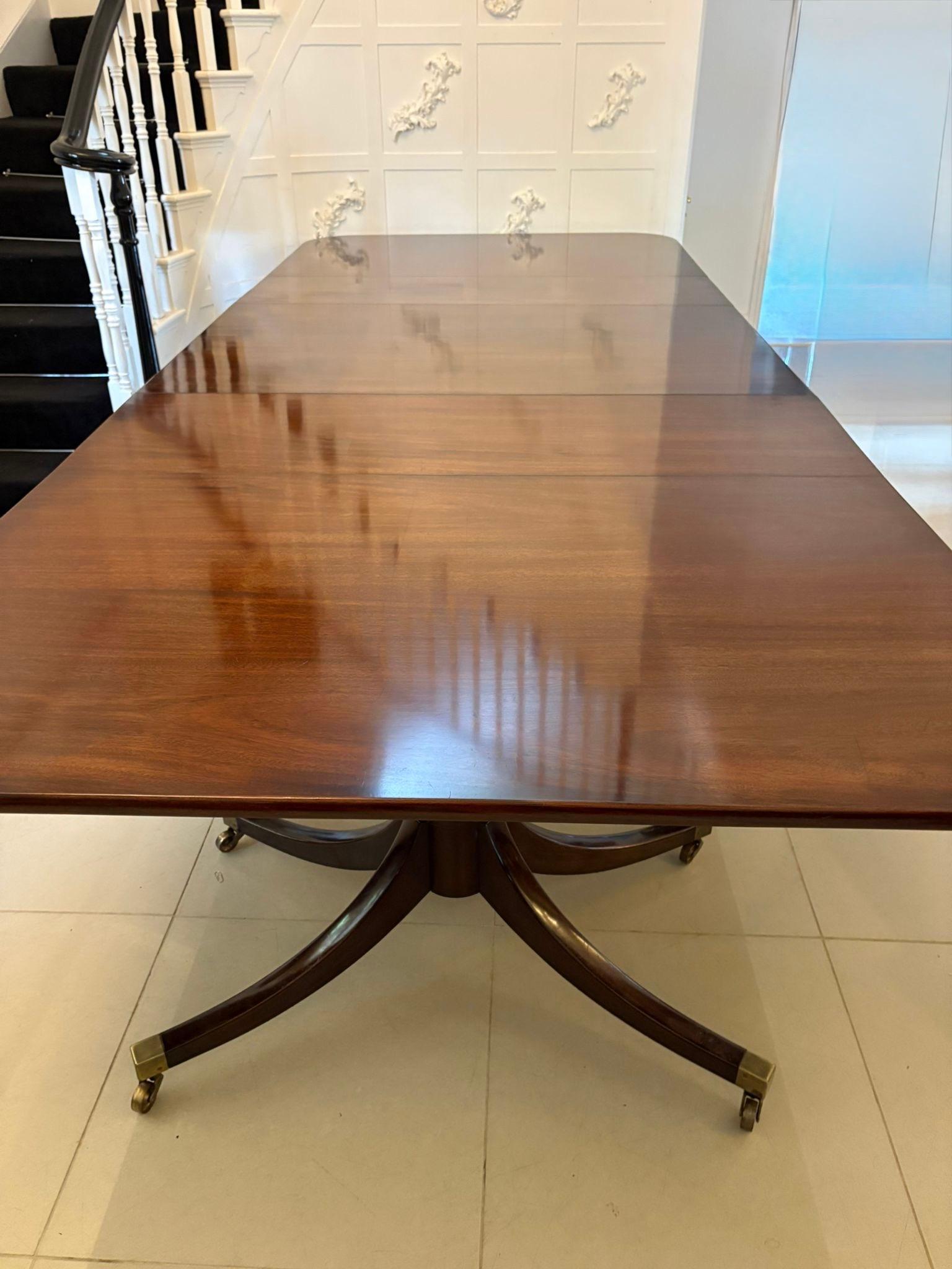 Other Large Antique 18 Seater Superb Quality Figured Mahogany 3 Pilar Dining Table For Sale