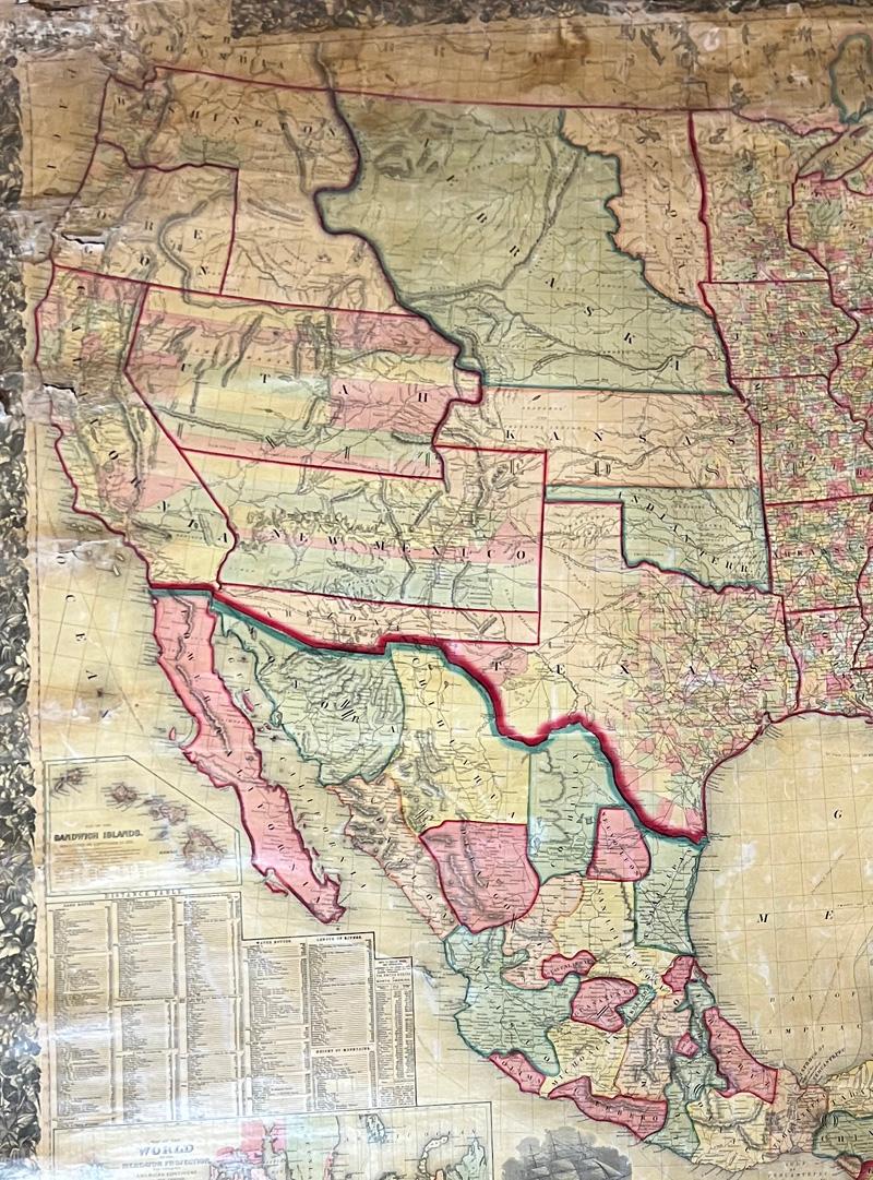 Grande carte ancienne de l'Amérique du Nord datant de 1859 Abîmé - En vente à Sag Harbor, NY