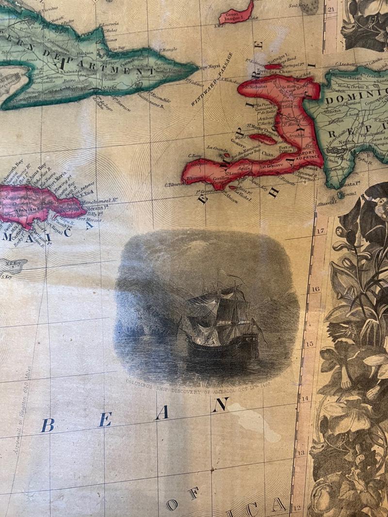 Large Antique 1859 Map of North America In Distressed Condition For Sale In Sag Harbor, NY